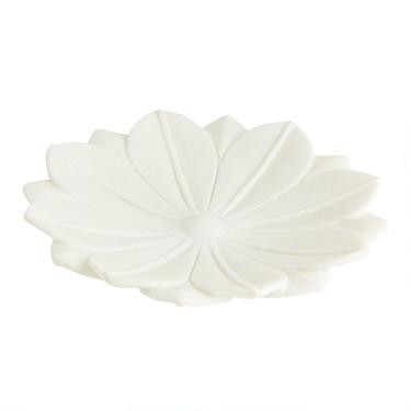 CRAFT White Marble Lotus Diwali Bowl | World Market