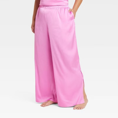Women's Satin Pajama Pants - Auden™ Pink 1X | Target