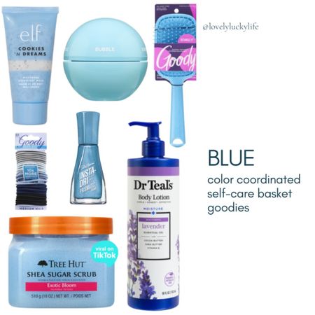 love gifting a colorful coordinated self-care basket of goodies - linked all my blue picks below 👇 

#LTKFind #LTKGiftGuide #LTKbeauty
