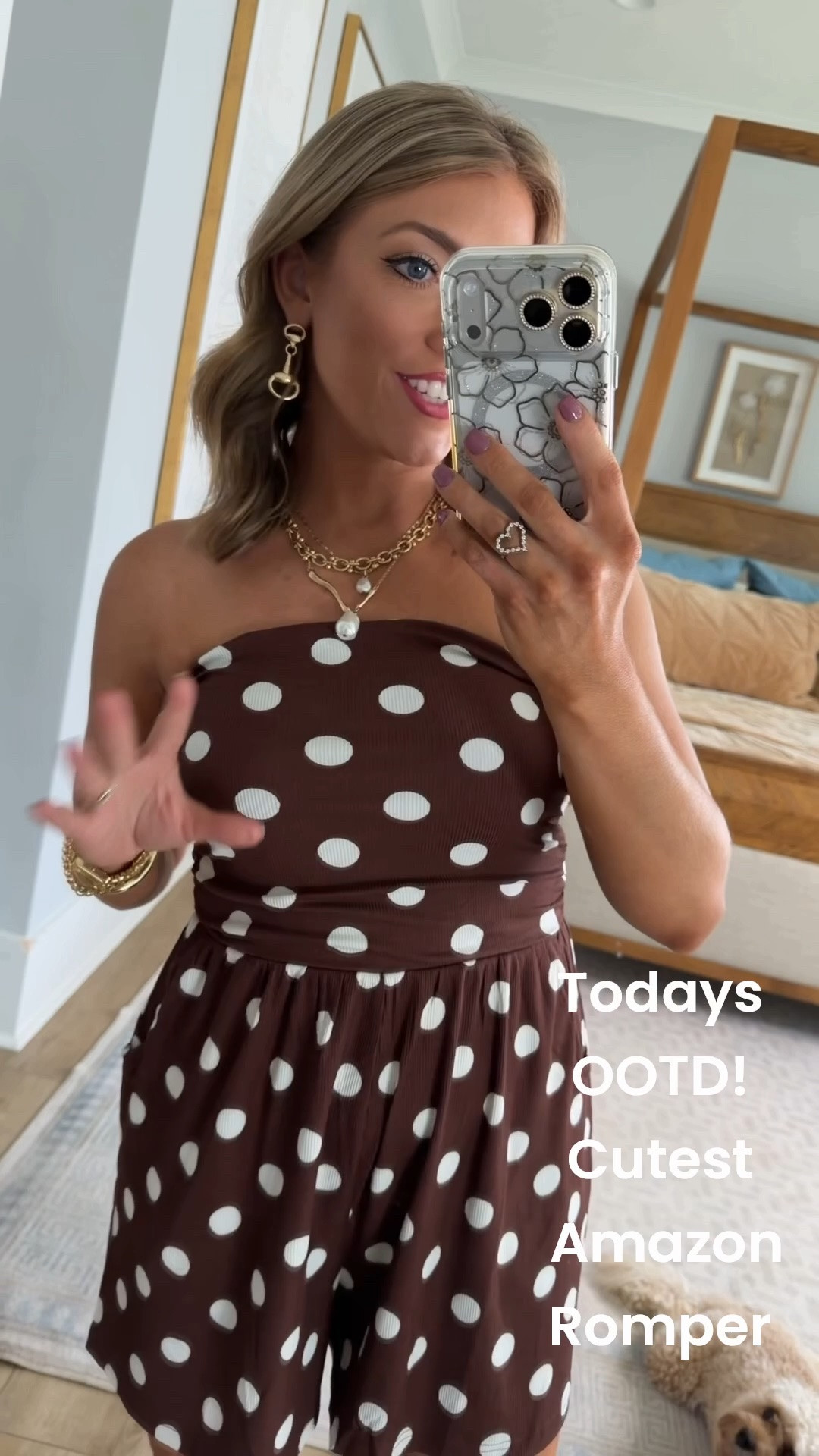 Today’s Amazon outfit 🤎🤍 This comfy polka dot romper is SO cute and such an easy piece to wear now and layer as we head toward cooler weather! I love it on its own, but it’s just as cute styled with a cozy cardigan or a statement denim jacket. One romper, so many outfit possibilities! 🙌🏼

Paired it with my Amazon woven jelly flats for the cutest finishing touch — I love how the brown tones look together! Such an easy, comfy outfit for school drop-off, errands, lunch or everyday wear.

#AmazonFashion #AmazonFinds #AmazonStyle #AmazonOutfit #AmazonFashionFinds #AffordableFashion #PolkaDotOutfit #PolkaDotRomper #RomperStyle #EverydayOutfit #CasualStyle #MomStyle #TransitionalStyle #LayeringOutfits #JellyFlats #AffordableStyle #OOTDInspo

#LTKootd #LTKPetite
