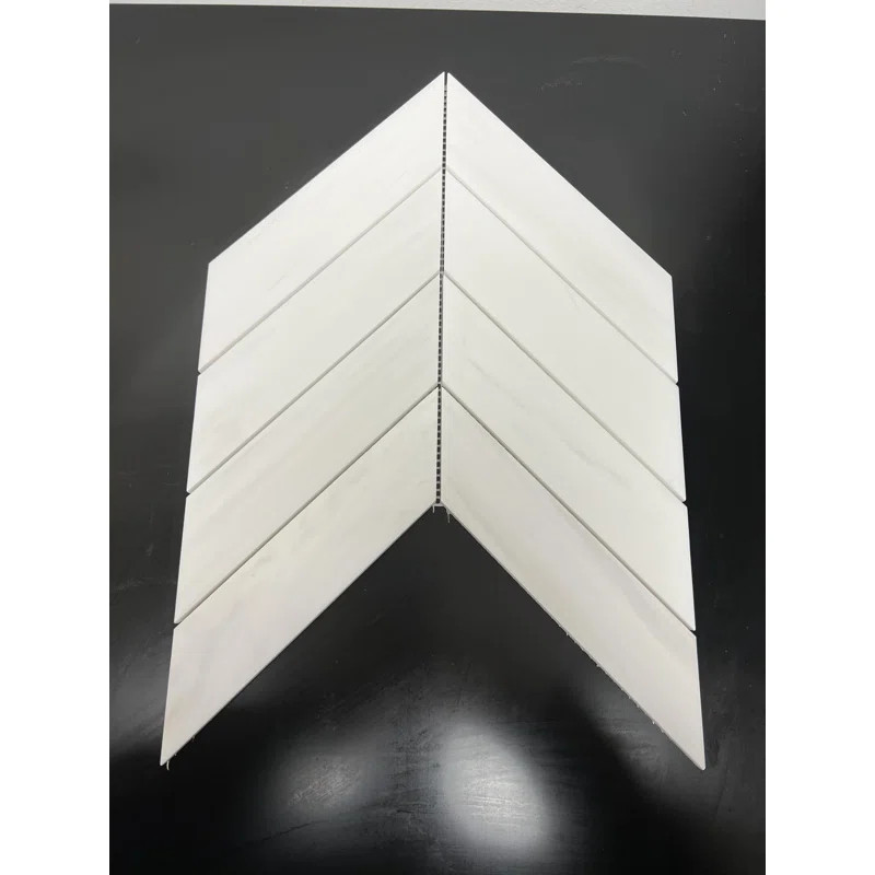 Bianco Dolomite 2" x 8" Marble Chevron Mosaic Wall & Floor Tile | Wayfair North America