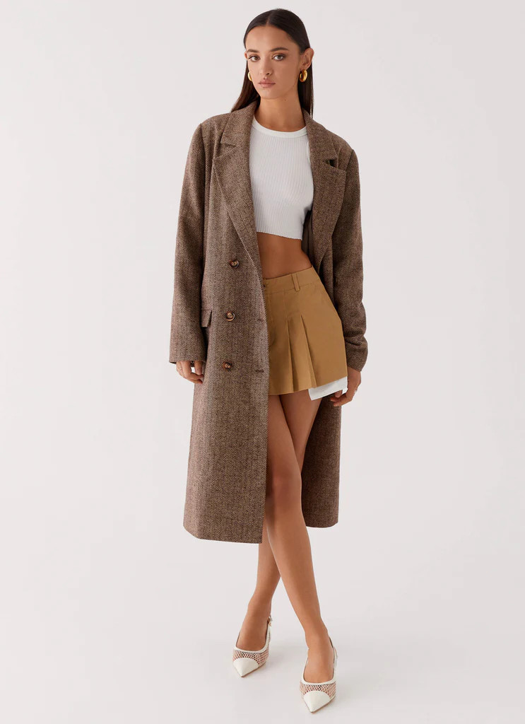 Since Way Back Longline Coat - Brown | Peppermayo (Global)