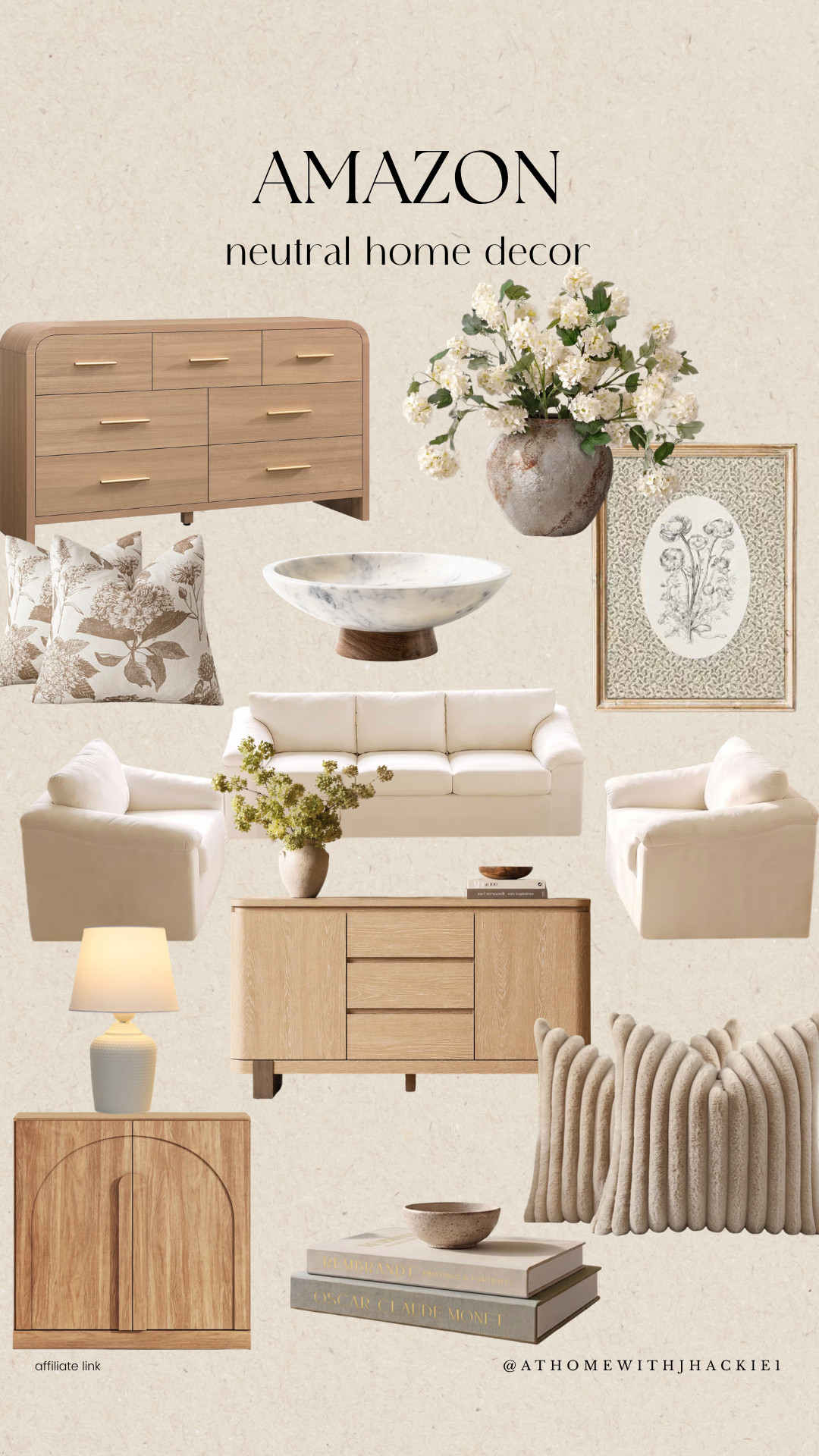 Amazon home decor, Amazon home finds, neutral home decor, Amazon furniture finds, neutral living room decor, warm neutral home, classic home decor, timeless home decor, traditional home decor, modern traditional decor, wood furniture, neutral furniture, cream sofa, accent chairs, neutral throw pillows, botanical wall art, decorative bowls, faux floral stems, Amazon living room finds, affordable home decor, cozy home decor, organic neutral home

#LTKHome