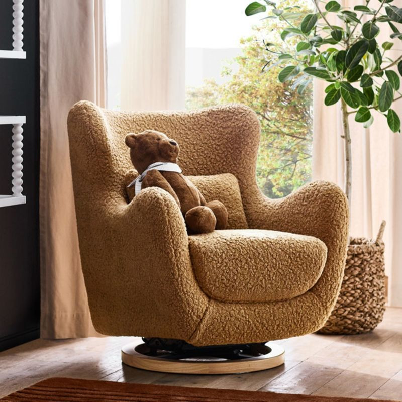 Babyletto x Nursery Works Solstice Brown Shearling Nursery Glider Chair + Reviews | Crate & Kids | Crate & Barrel