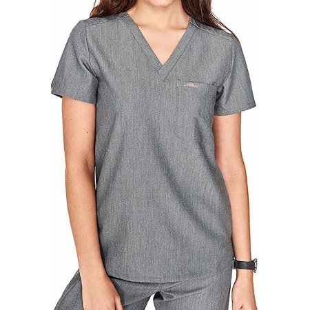 Women s Scrubs Top Charcoal Gray V-Neck Pocket-Front Solid $48 XL | Walmart (US)