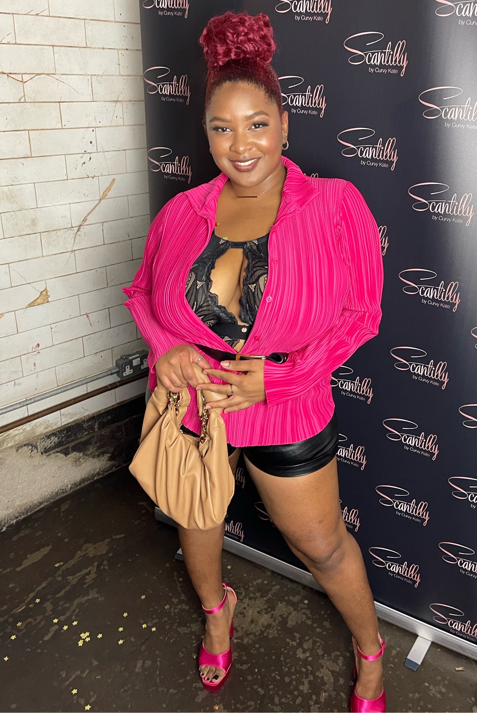 Girl’s night outfit 💖
(Check ig for bodysuit)

Lace bodysuit, black bodysuit, pink shirt, oversized shirt, leather shorts, Faux leather pants, heels, platform heels, pink sandals, curve outfit

#LTKunder50 #LTKfit #LTKcurves