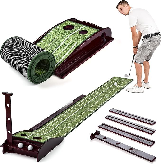 Golf Putting Green Mat for Indoor & Outdoor Practice Use – Mini Golf Course with Auto Ball Retu... | Amazon (US)