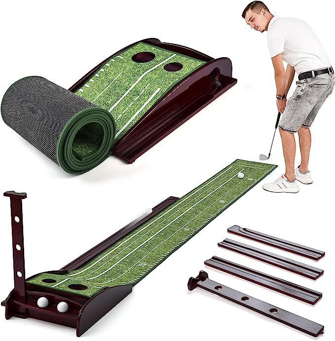 Golf Putting Green Mat for Indoor & Outdoor Practice Use – Mini Golf Course with Auto Ball Retu... | Amazon (US)