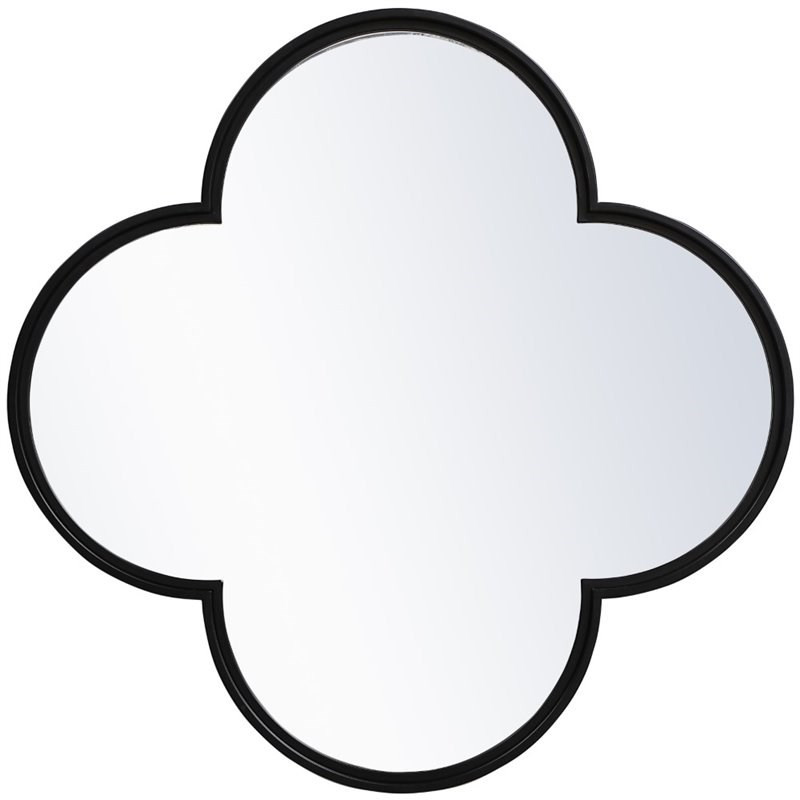 Elegant Decor Motif 32" Plum Mid Century Metal Frame Mirror in Black | Homesquare