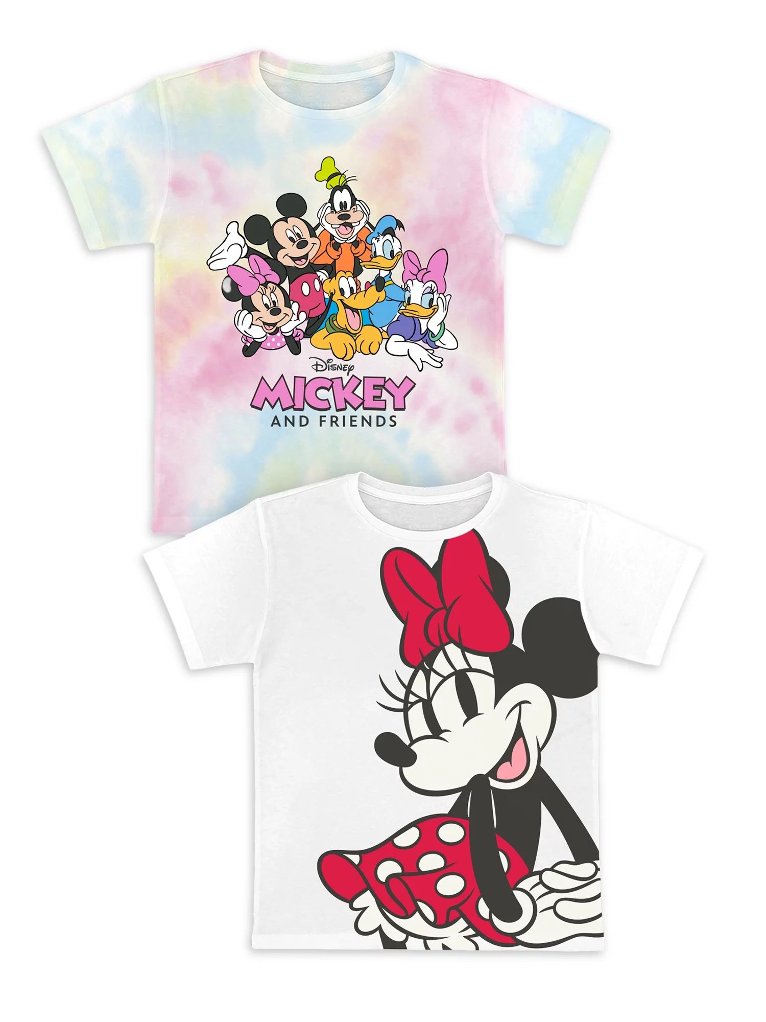 Disney Girls Graphic Mickey and Friends Crew Neck T-Shirt with Short Sleeves, 2-Pack, Size XS-XL ... | Walmart (US)