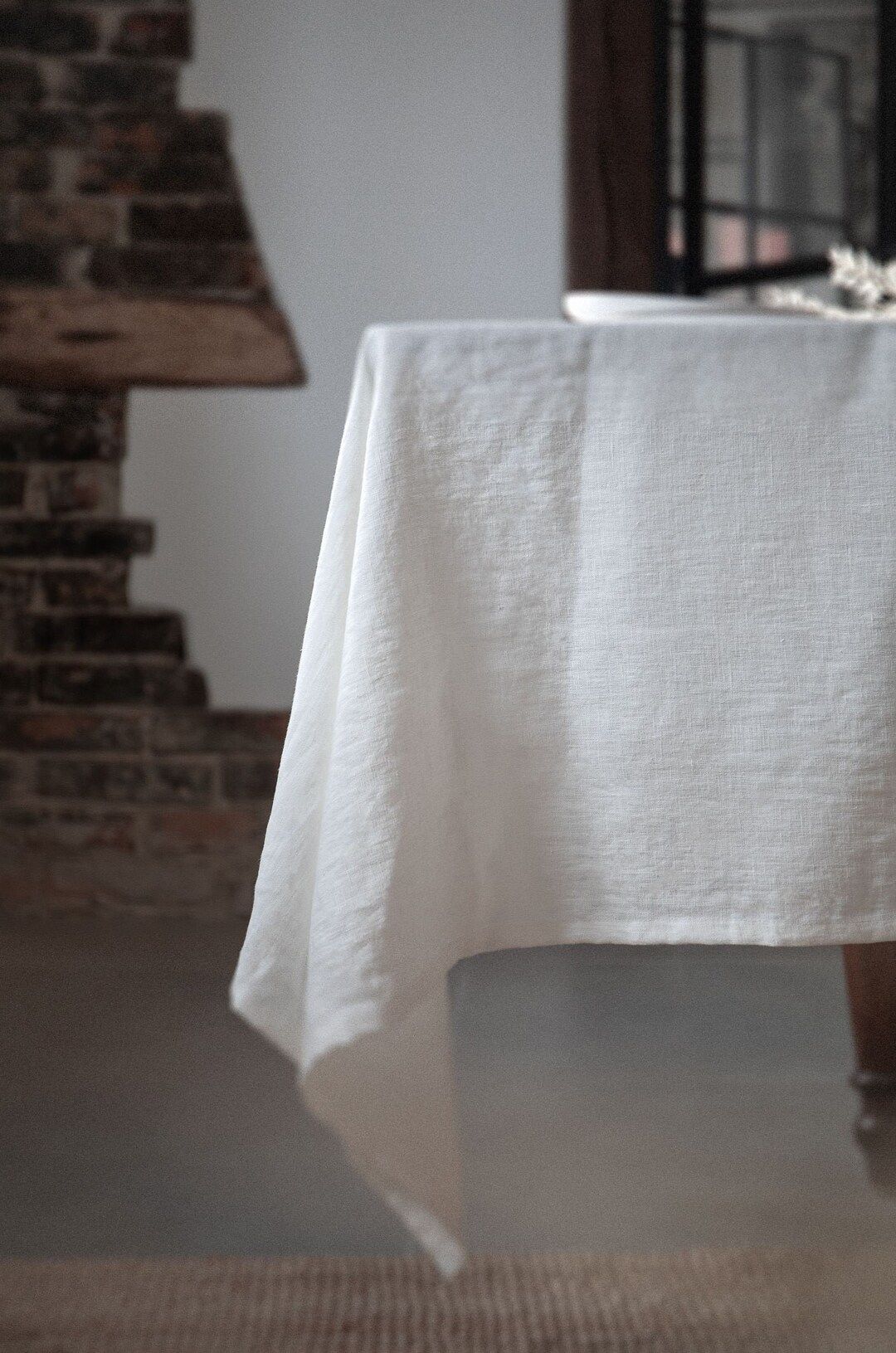 Stonewashed linen tablecloth in off white/Cream white softened linen tablecloth/Dinner Tablecloth... | Etsy (US)