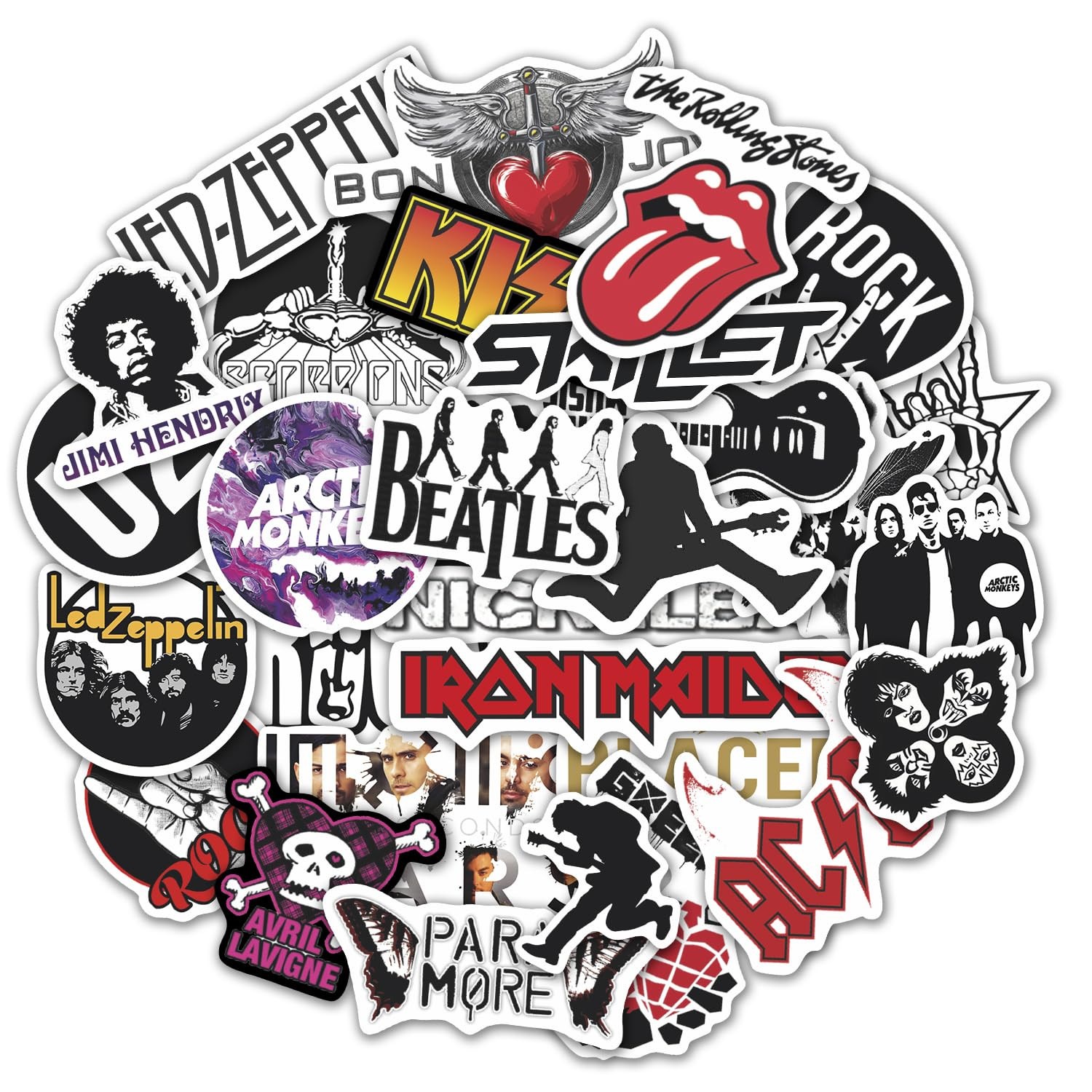 BulbaCraft Classic Rock Stickers, 36pcs Rock and Roll Stickers, R&R Band Decals, Classic R&R Gift... | Amazon (US)