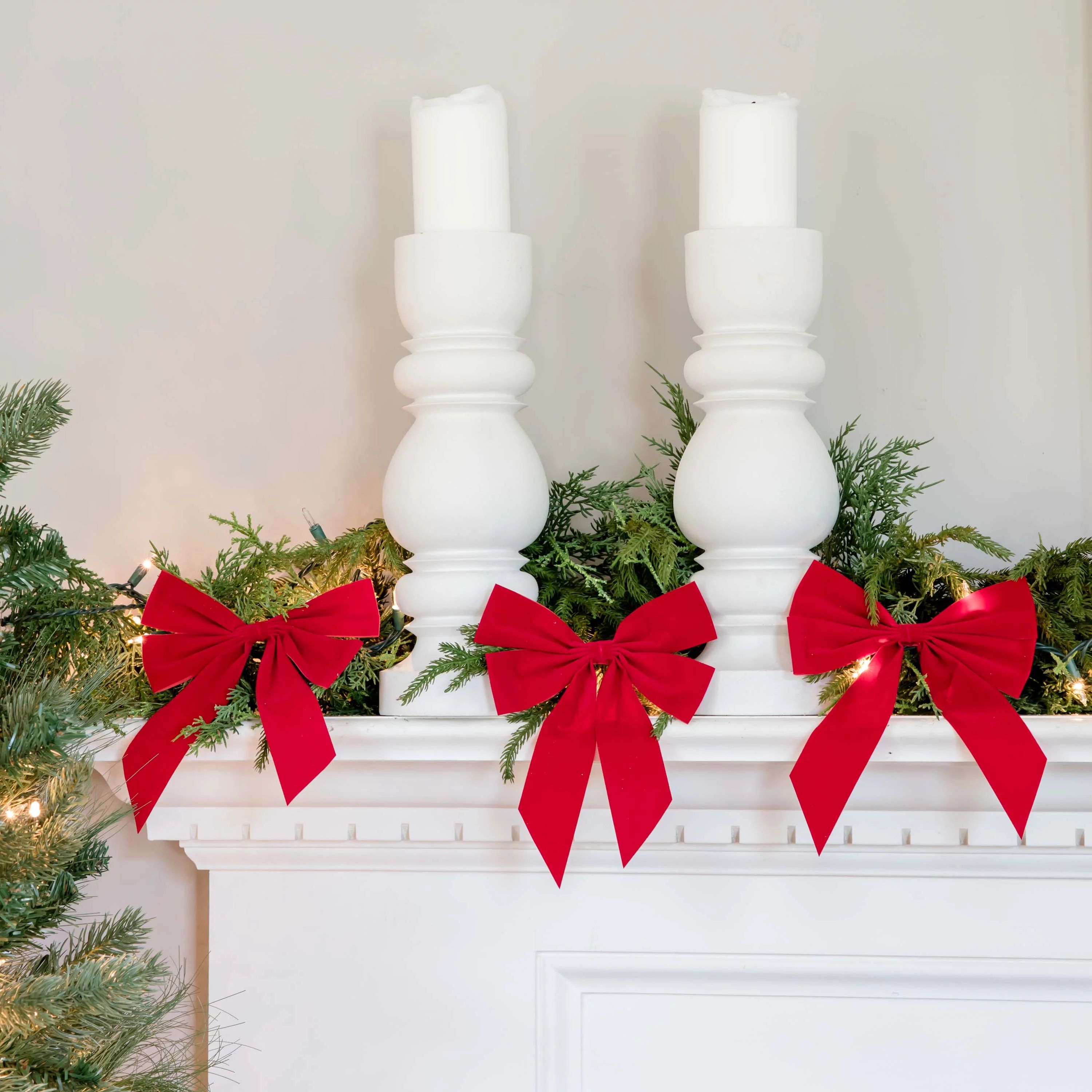 Holiday Time Red Velvet Polyethylene Christmas Bows, (3 Count) 6.5" | Walmart (US)