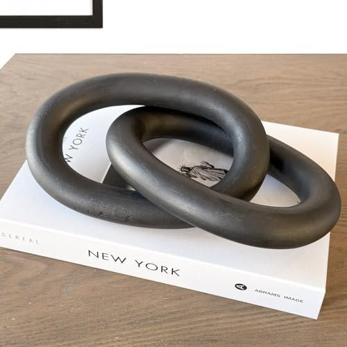 Product Elevations Wood Chain Link Decor – 13” Black Wooden Decorative Object for Coffee Table Decor & Neutral Decor for Home – Modern Knot Accent for Shelf Styling, Books, or Housewarming Gifts | Amazon (US)