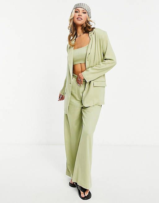ASOS DESIGN washed linen suit in green | ASOS (Global)