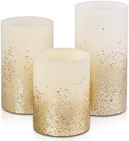 Battery Operated Flameless Candles with Golden Glitter ,Bemoment LED Candle with Timer Function, ... | Amazon (US)