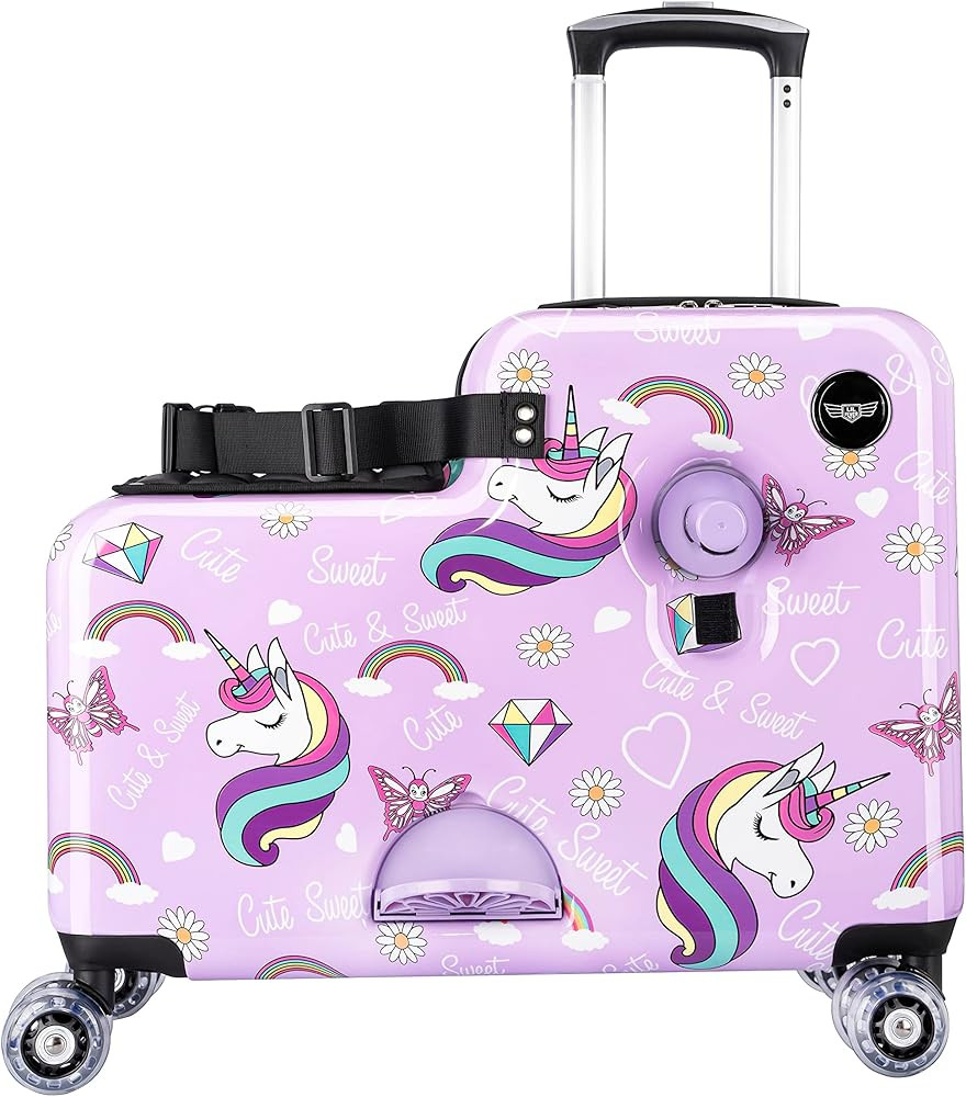 Younglingz Lil Flyer 20'' kid ride on suitcase child stroller spinner luggage (Glam) | Amazon (US)
