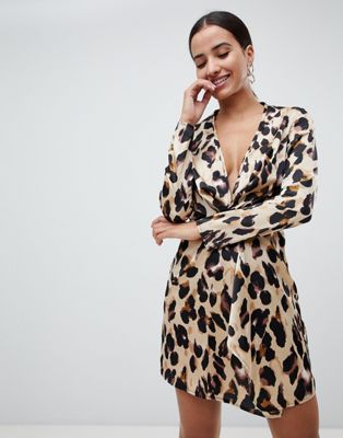 Missguided knot front dress in leopard | ASOS US