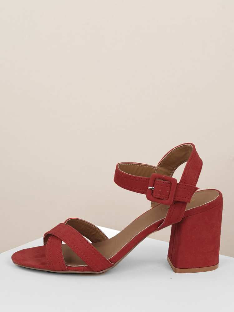 Wrap Front Straps Open Toe Block Heel Sandals | SHEIN
