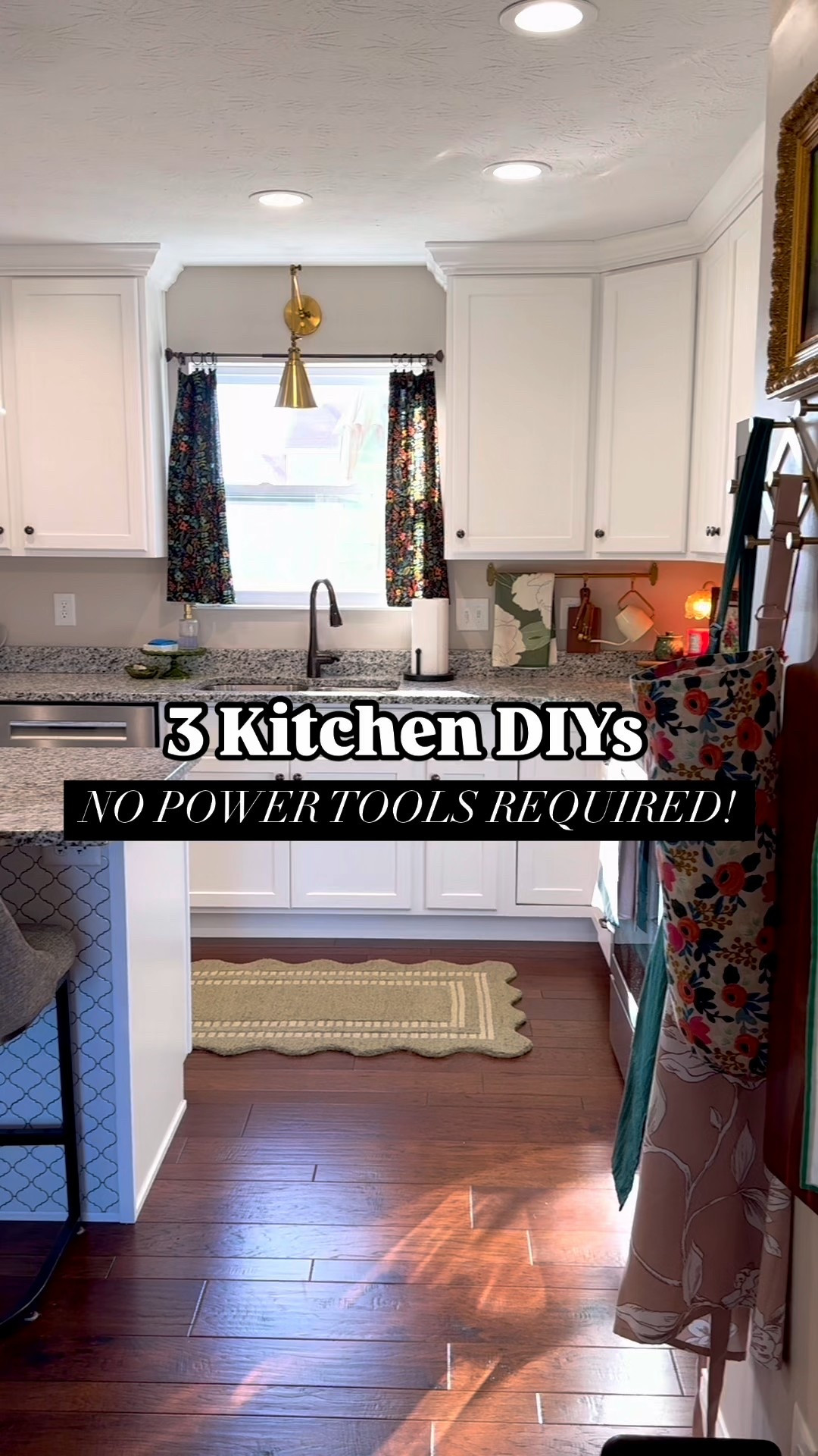 3 easy DIYs anyone can do, no power tools required! 

- peel & stick tile is an easy way to add a fun pop on the back of your kitchen island (or of course, use as a backsplash)! You only need scissors, a level & tape measure!
- You don’t need a sewing machine to make your own curtains, just use no sew hem tape + an iron!
- No hardwiring required with these rechargeable light bulbs in your wall sconces! They are remote controlled!

#LTKStyleTip #LTKFindsUnder50 #LTKHome