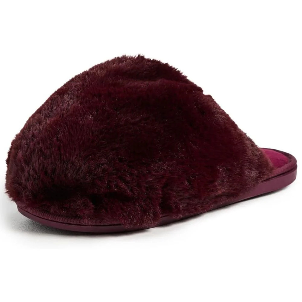 Free People Women's Snowball Slippers, Cabernet Faux Fur | Shop Simon