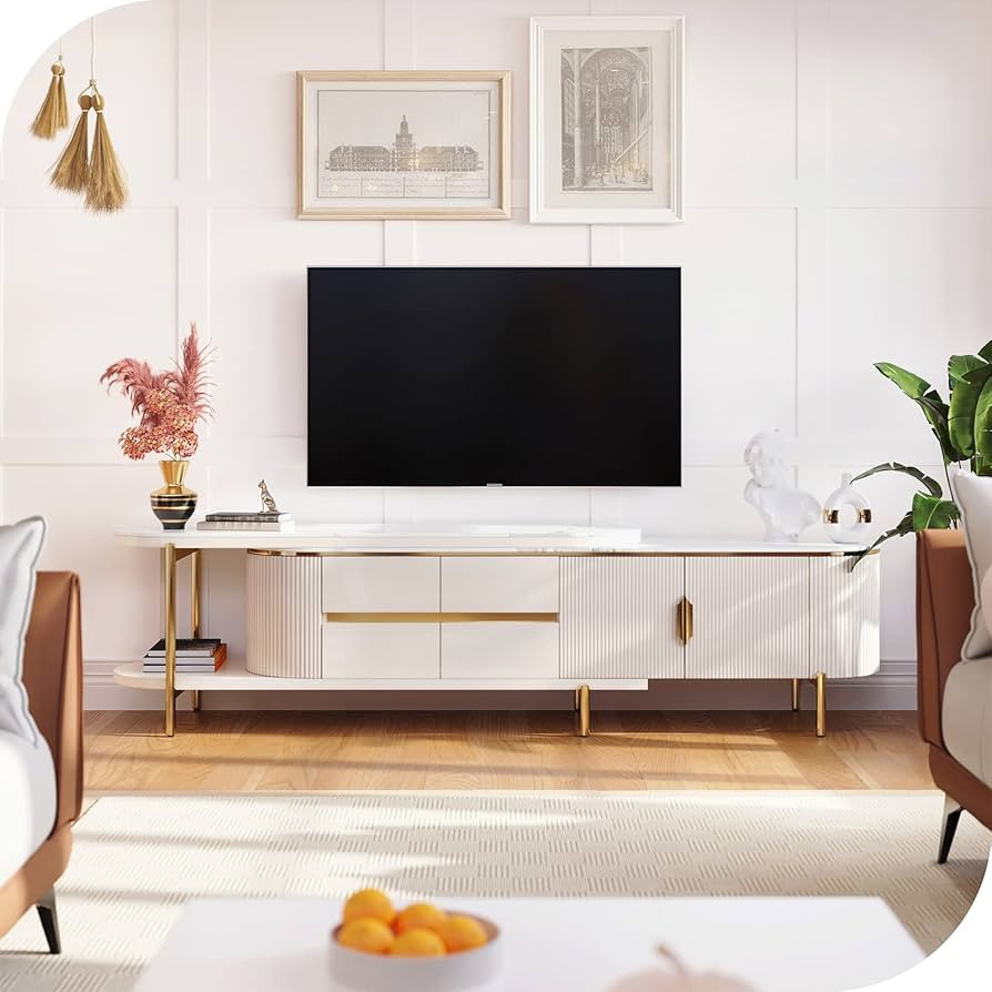 HERNEST Mid-Century Modern TV Stand Entertainment Center TV Console with Storage Cabinet and Shelves | Amazon (US)