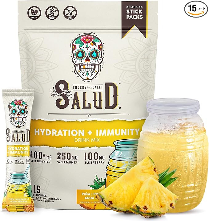Salud 2-in-1 Hydration Packets + Immunity Electrolytes Powder, Pineapple - Agua Fresca Drink Mix,... | Amazon (US)