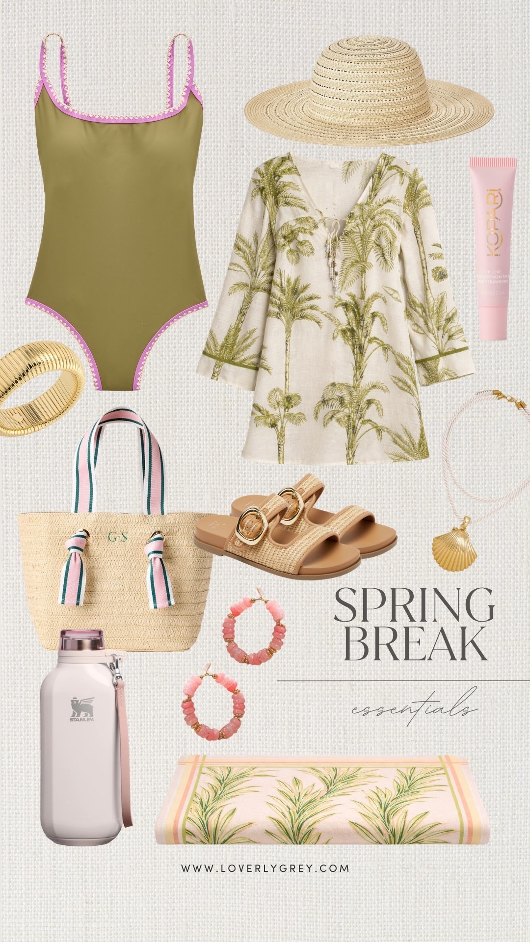 Spring break essentials 🌴 effortless, beach-ready, and elevated.

Loverly grey, spring break outfits, beach vacation outfits, resort wear, one piece swimsuit, straw tote bag, sandals outfit, beach cover up, vacation essentials, coastal style

#LTKSwim #LTKSeasonal #LTKTravel