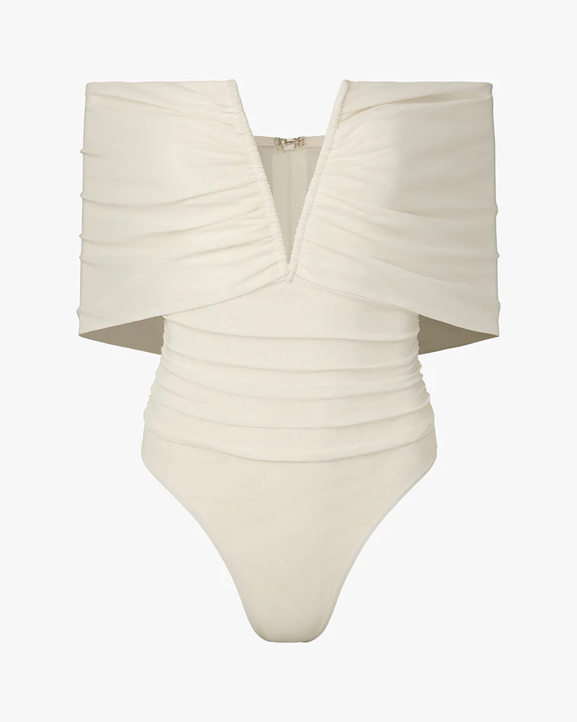 Ruched Off Shoulder Bodysuit | We Wore What