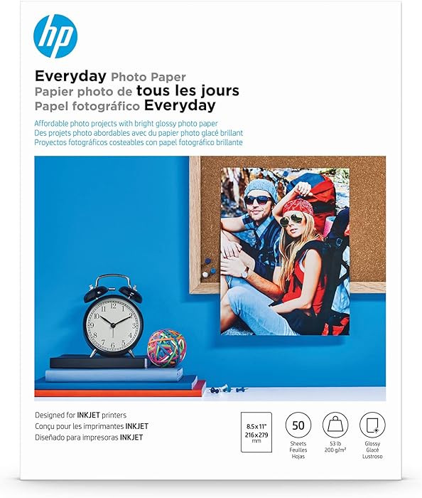 HP Everyday Photo Paper, Glossy, 8.5x11 in, 50 sheets (Q8723A) | Amazon (US)