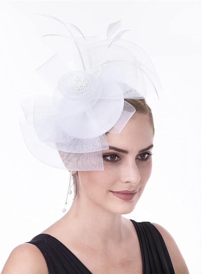 Women's Organza Church Kentucky Derby British Fascinator Bridal Tea Party Wedding Hat Summer | Amazon (US)