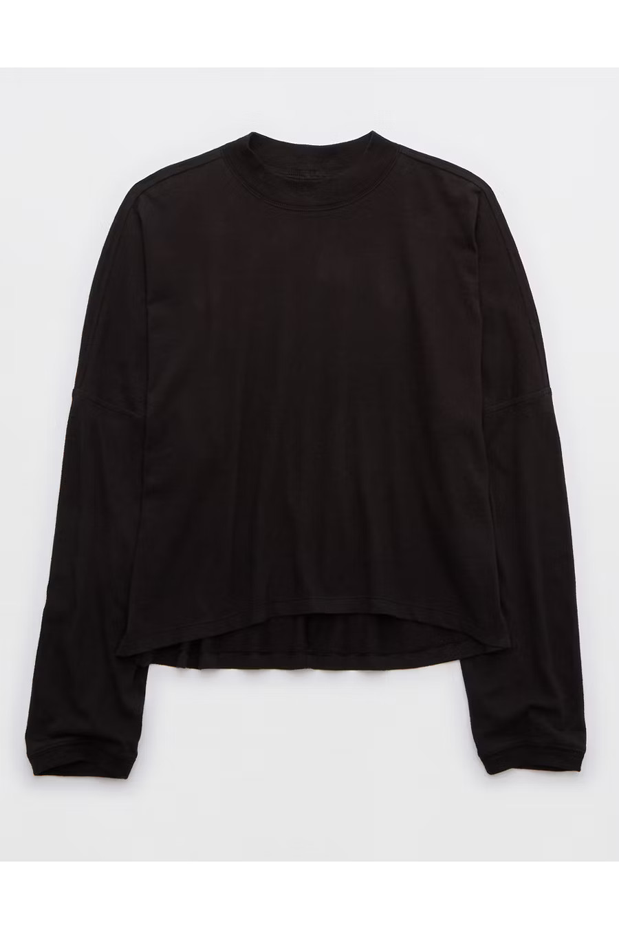 Aerie Cozy Long Sleeve Mockneck T-Shirt Women's True Black XXL | American Eagle Outfitters (US & CA)