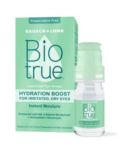 Biotrue Hydration Boost Eye Drops, Preservative Free, Soft Contact Lens Friendly for Irritated and Dry Eyes from Bausch + Lomb, Naturally Inspired, 0.33 FL OZ (10 mL) | Amazon (US)