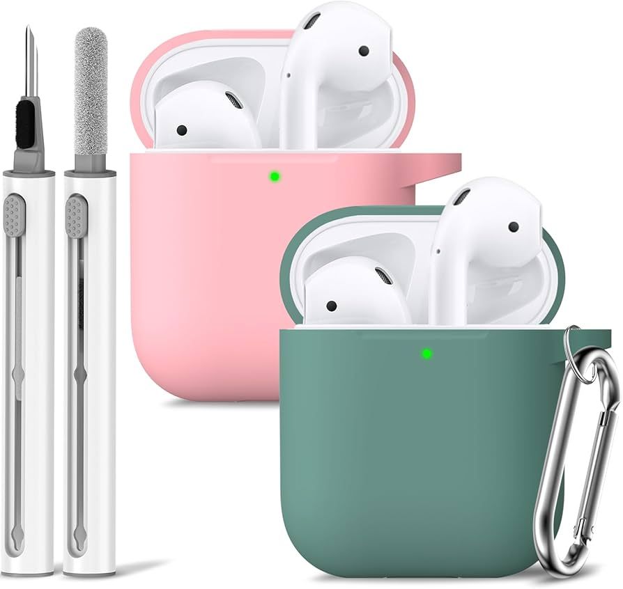 2 Pack Airpods Case Cover 2&1 with Cleaner Kit,Soft Silicone Protective Case Compatible with Appl... | Amazon (US)