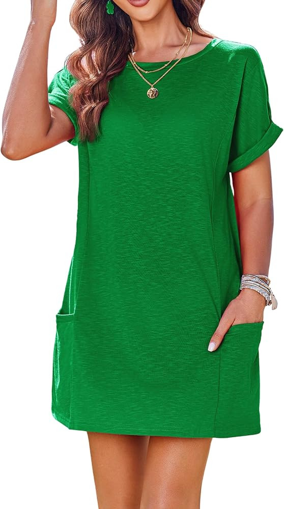 AI'MAGE Women's Swimsuit Coverup 2025 Bathing Suit Cover Ups Casual Loose Short Sleeve Bikini Bea... | Amazon (US)