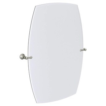 Moen Rockcliff extra-large 28.3-in Spot Resist Brushed Nickel Rectangular Frameless Bathroom Mirr... | Lowe's