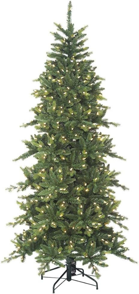 7.5 ft Artificial Prelit Christmas Tree with LED Light & Metal Stand - Realistic PE + Soft PVC Pl... | Amazon (US)