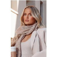Beige Soft Ribbed Knit Scarf | PrettyLittleThing US