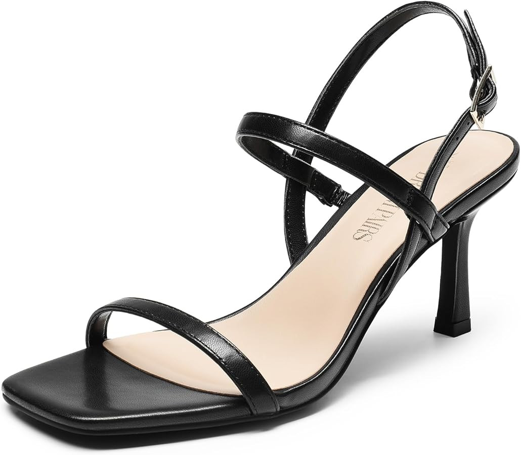 DREAM PAIRS Womens Slingback Heels Square Open Toe Strappy Sandals Ankle Strap High Heeled Dressy... | Amazon (US)