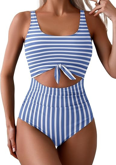 Eomenie Women's One Piece Swimsuit Tummy Control Slimming Bathing Suit Cutout Tie Knot Swimwear | Amazon (US)