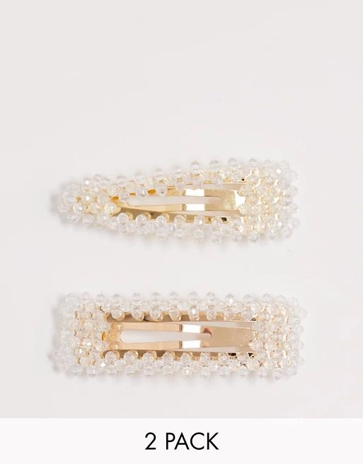 Pieces 2-pack crystal oversized hair clip | ASOS US