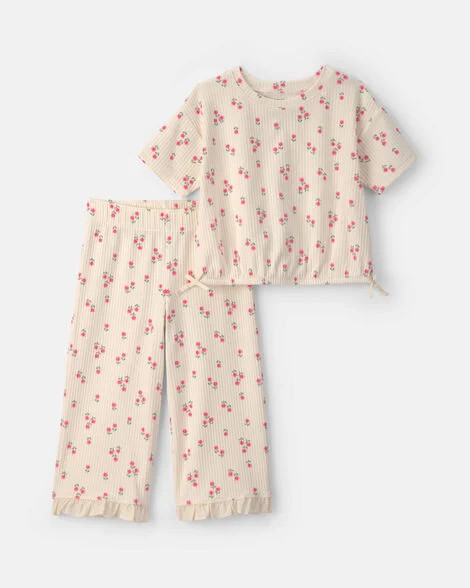 Toddler Girl 2-Piece Short-Sleeve Top & Pant Set - Ivory | Carter's | Carter's Inc