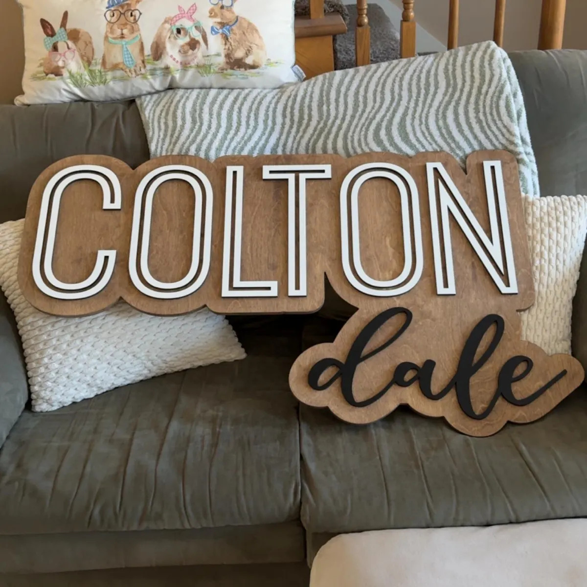 Large Custom Wood Name Sign, Nursery Name Sign, Boho Girl Name Sign, Above Crib Sign, Layered Bab... | Etsy (US)