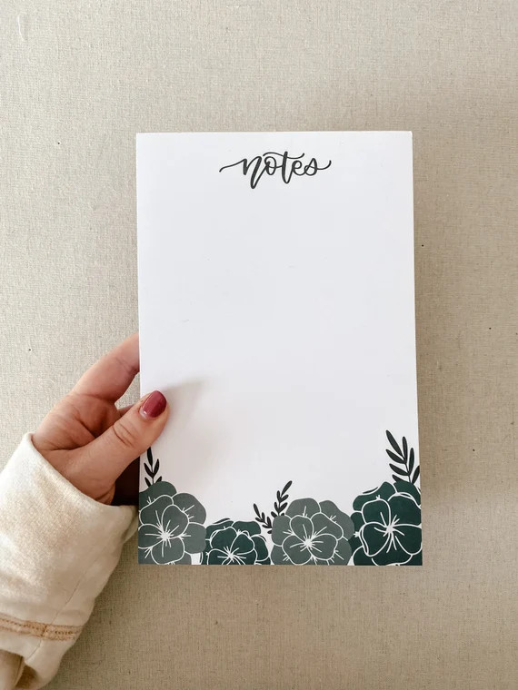 Blue Floral Notepad | Blue Flowers Stationery | Blue Flowers Notepad | Botanical Notepad | Floral... | Etsy (US)