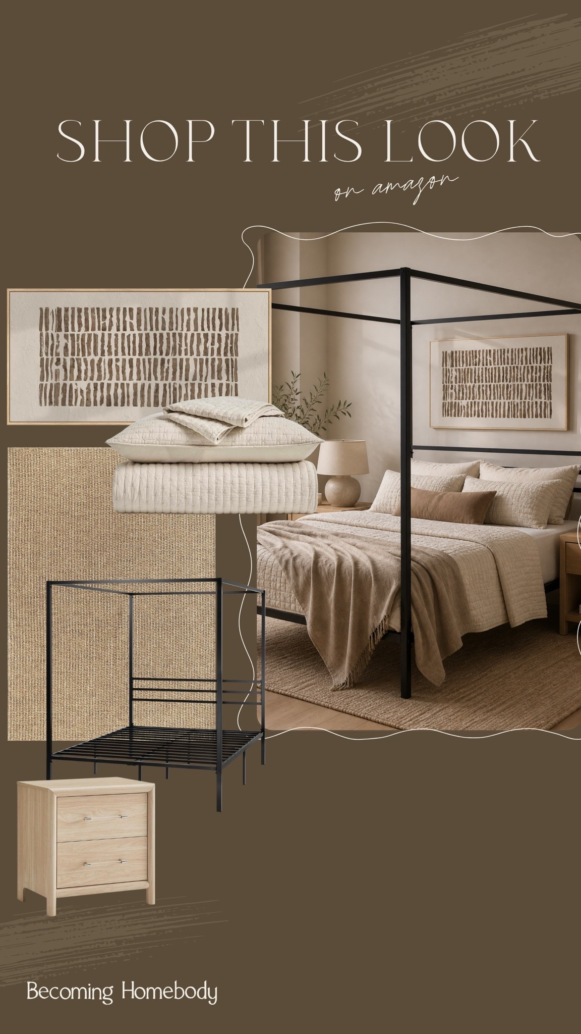 Shop this look on Amazon 🤎 I love these pretty bedroom elements — from the canopy bed to the neutral wall art. Amazon Home, Bedroom Inspo, Neutral Home