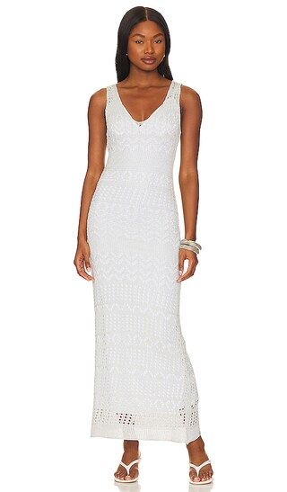 x REVOLVE Crochet Maxi Dress in Silver Shimmer White Maxi Dress White Dress Maxi Crochet Maxi Dress | Revolve Clothing (Global)