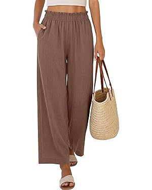 ANRABESS Womens Palazzo Pants,Wide Leg Cropped Elastic High Waisted,Flowy Lightweight Airy,Summer... | Amazon (US)
