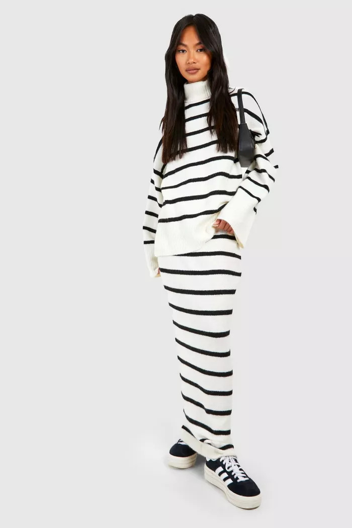 Soft Knit Stripe Jumper & Maxi Skirt Set | Boohoo.com (UK & IE)