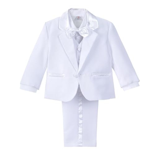Dressy Daisy Baby Boy 5 Pcs Formal Tuxedo Suits, White, Size 12 Months | Amazon (US)