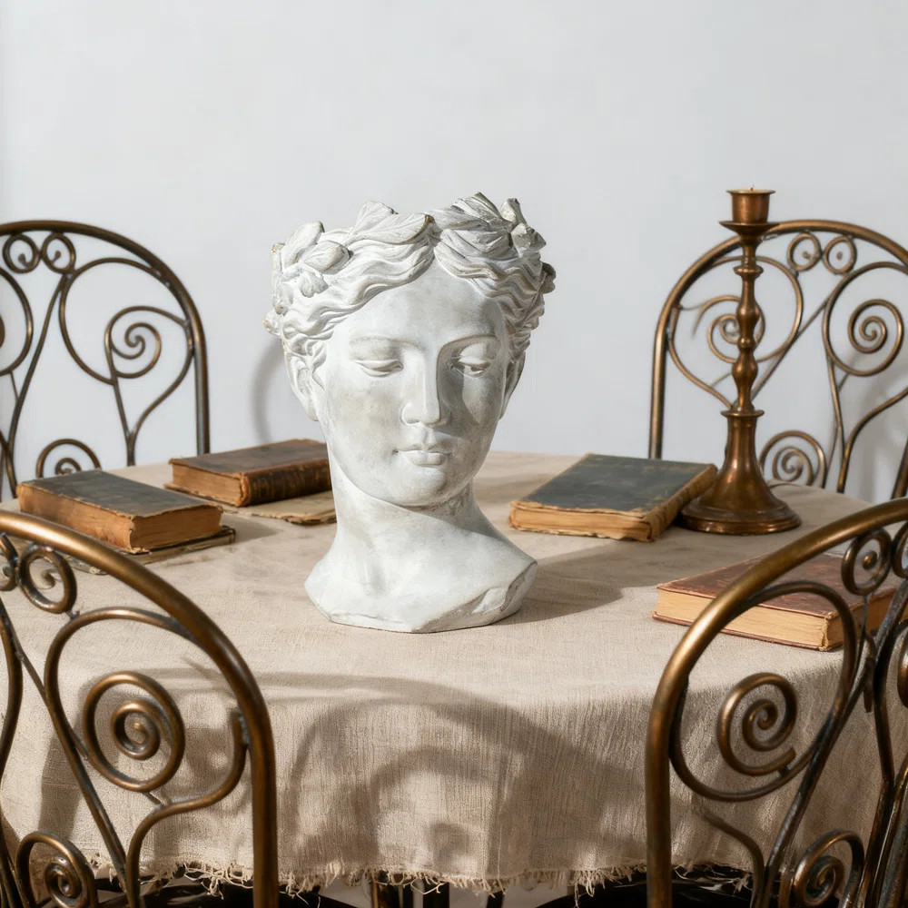 Antique Angel Statue Planter - Marble Textured Art Deco Focal Point for Outdoor Patio and Indoor ... | Wayfair North America